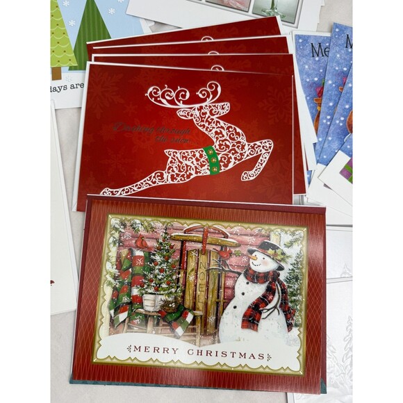 Modern Style Christmas Card Lot of 38 pc with Envelopes Holiday Greetings - Picture 4 of 9